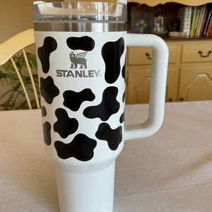 White with cow print 40oz Stanley Tumbler